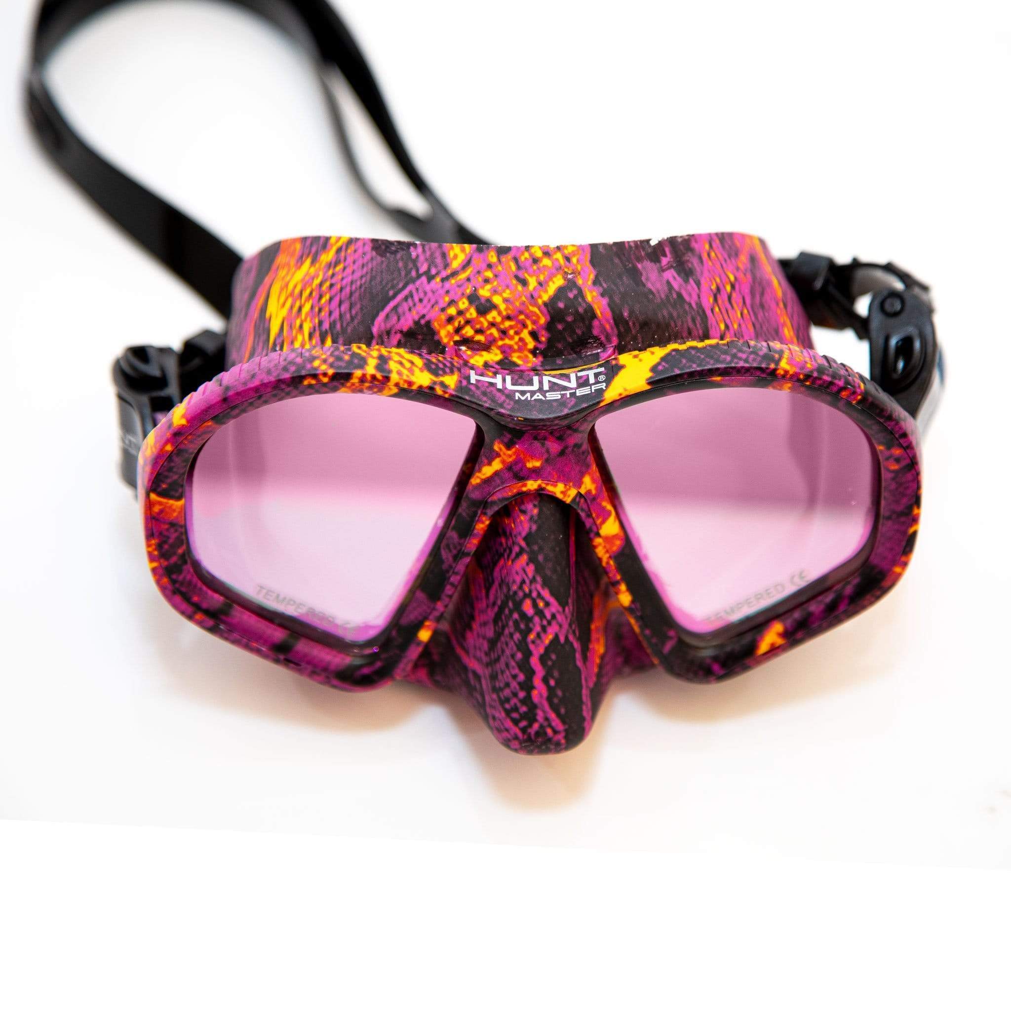 HuntMaster Pink Harbinger Camo Diving Mask (Huntress)- With Matching Camo Container (Pink)
