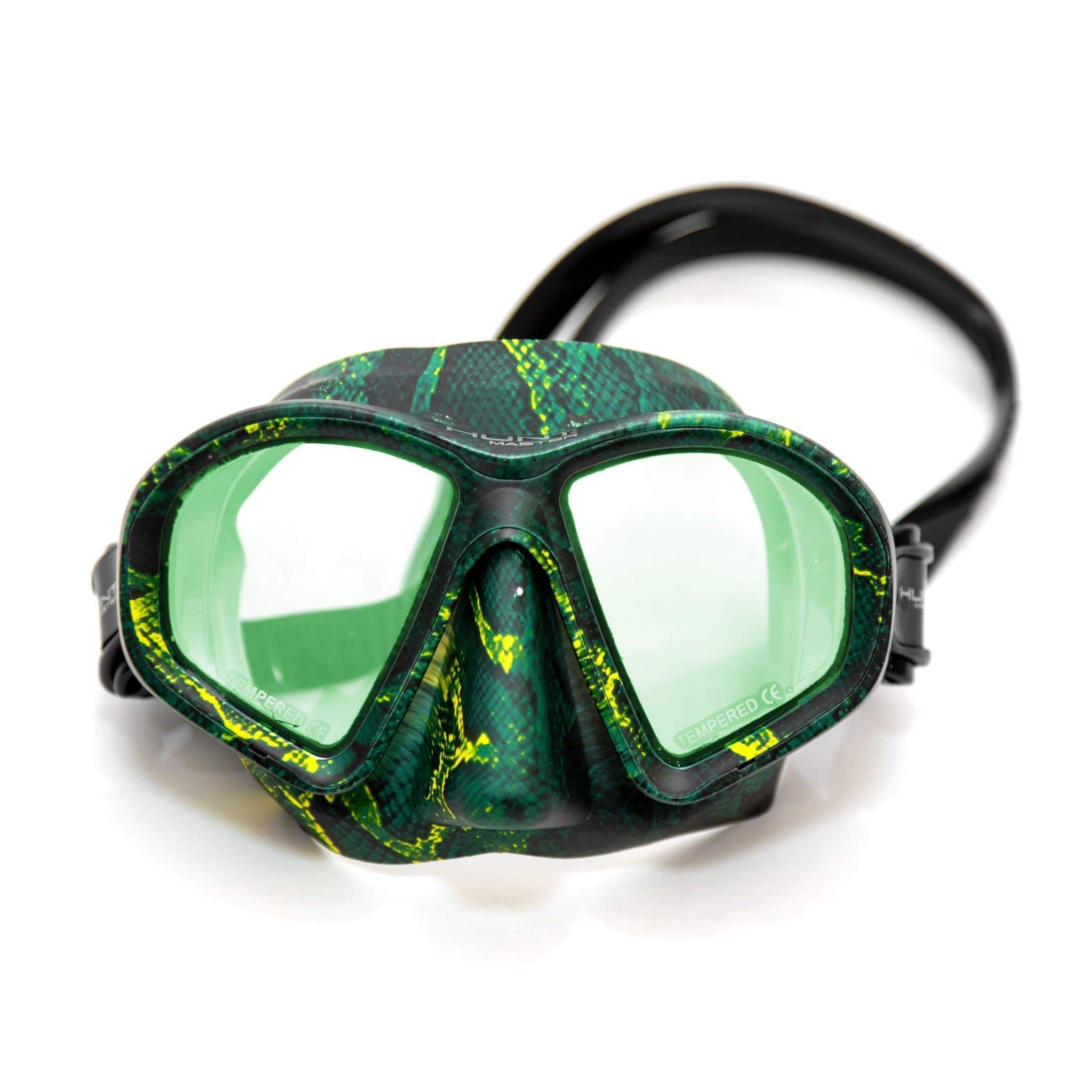 HuntMaster Green Harbinger Camo Diving Mask- With Matching Camo Container (Green)