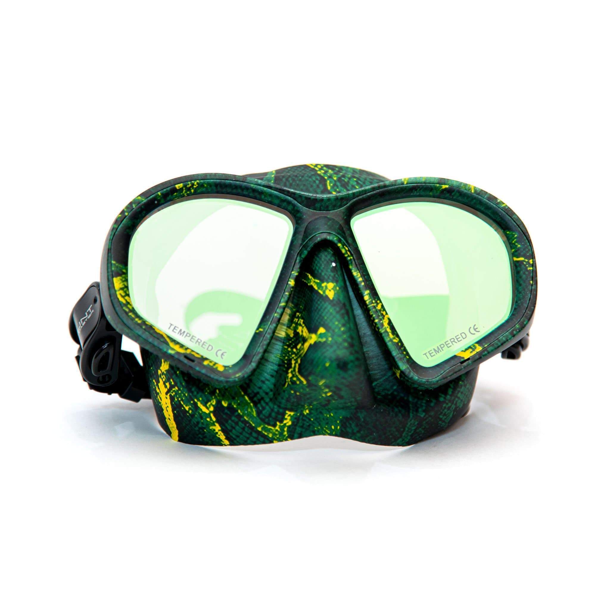 HuntMaster Green Harbinger Camo Diving Mask- With Matching Camo Container (Green)