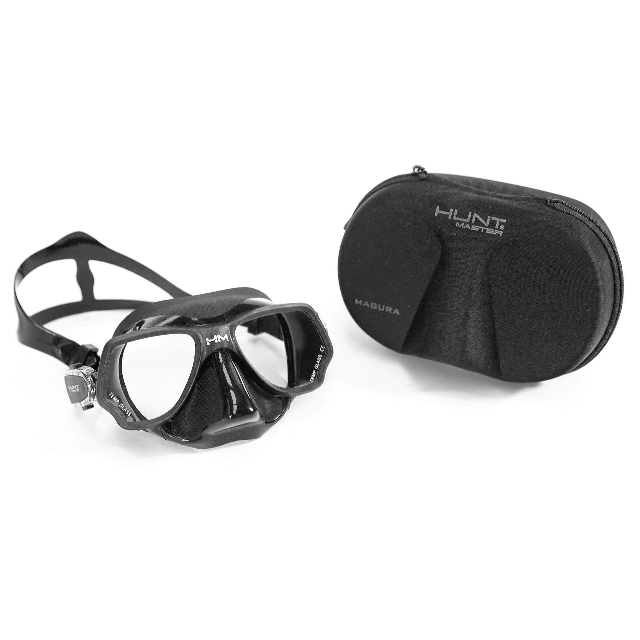 HuntMaster Low Volume Diving Mask Black Fish (Magura) - With Complimentary Black Container